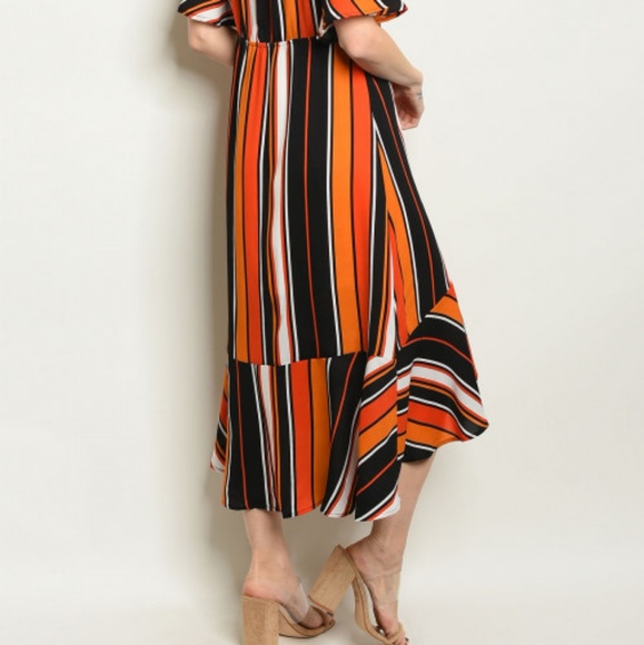 BLACK ORANGE STRIPES DRESS - Picture 5 of 5